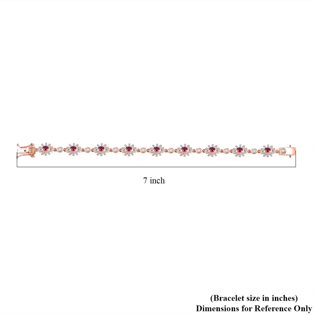 Ouro Fino Rubellite and Moissanite 3.90 ctw Floral Bracelet in 18K Vermeil Rose Gold Over Sterling Silver (6.50 In) image number 4