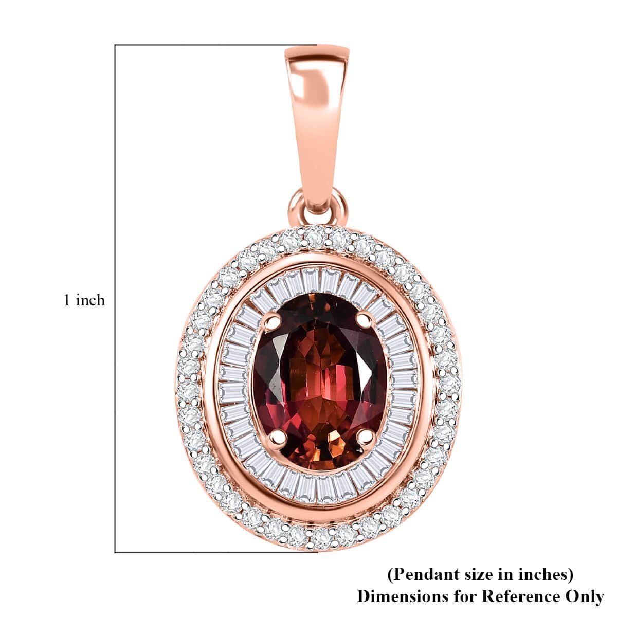 Luxoro AAA Ouro Fino Rubellite and G-H I2 Diamond 1.80 ctw Double Halo Pendant in 10K Rose Gold image number 5