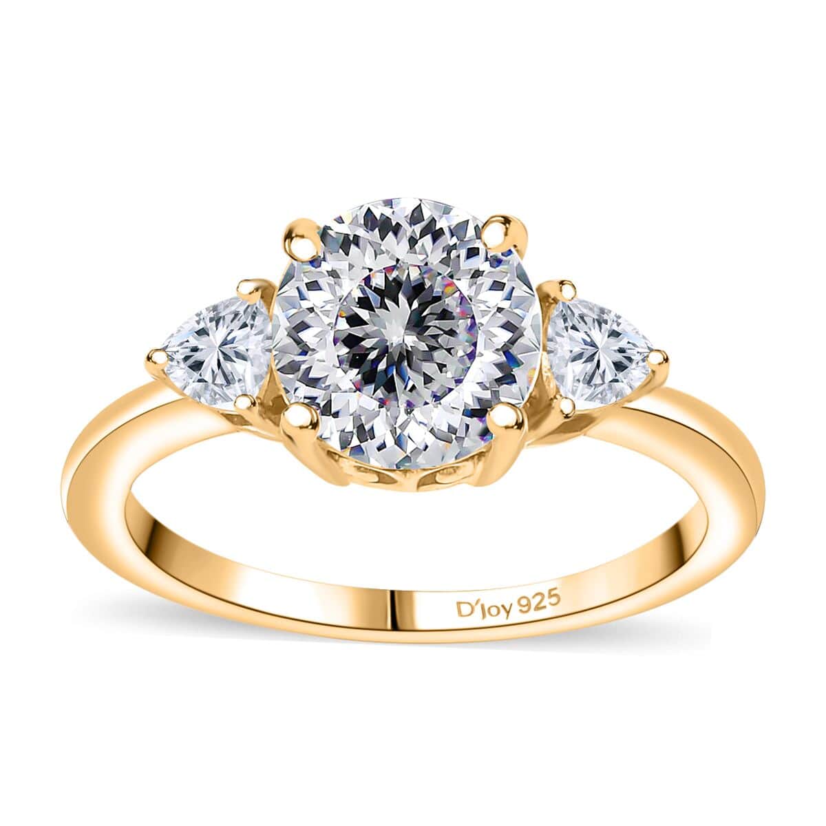 Moissanite (Rnd 8mm) Ring in 18K Vermeil YG Over Sterling Silver (Size 10.0) 2.15 ctw image number 0