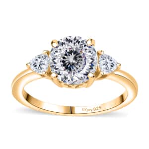 Moissanite 2.15 ctw Ring in 18K Vermeil Yellow Gold Over Sterling Silver (Size 10.0)