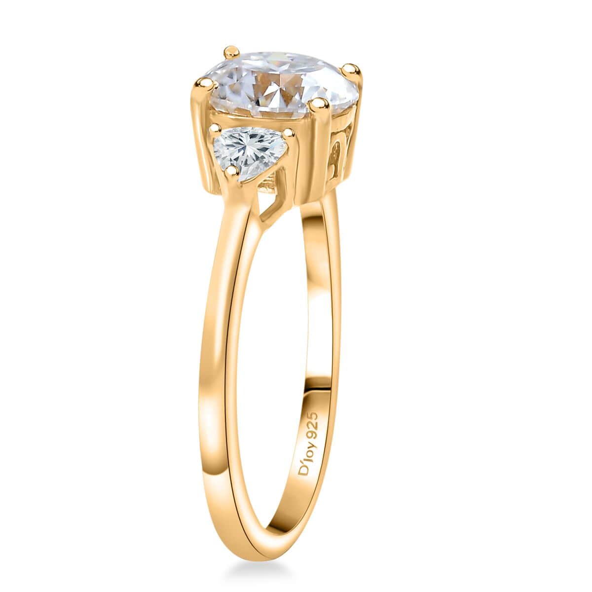 Moissanite (Rnd 8mm) Ring in 18K Vermeil YG Over Sterling Silver (Size 10.0) 2.15 ctw image number 3