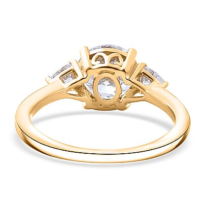 Moissanite 2.15 ctw Ring in 18K Vermeil Yellow Gold Over Sterling Silver (Size 10.0)