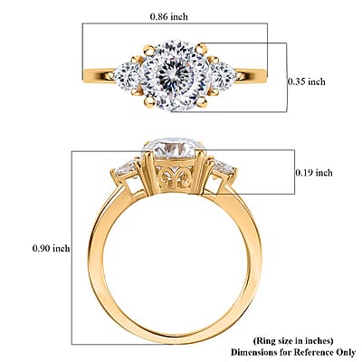 Moissanite 2.15 ctw Ring in 18K Vermeil Yellow Gold Over Sterling Silver (Size 10.0)