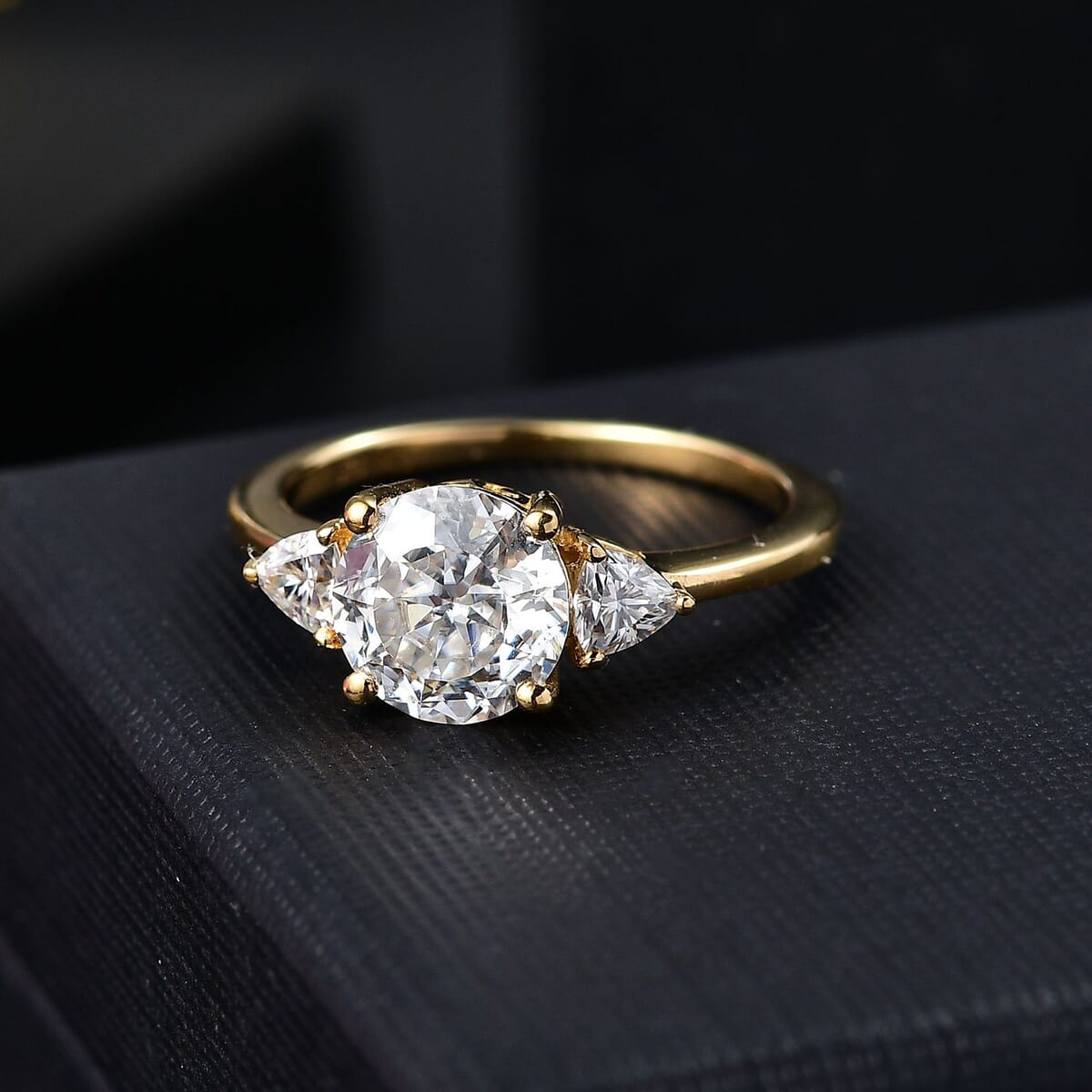 Moissanite 2.15 ctw Ring in 18K Vermeil Yellow Gold Over Sterling Silver (Size 9.0) image number 1