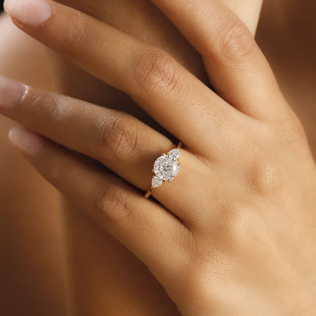Moissanite 2.15 ctw Ring in 18K Vermeil Yellow Gold Over Sterling Silver (Size 9.0) image number 2