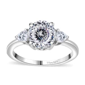 Doorbuster Moissanite 2.15 ctw Ring in Rhodium Over Sterling Silver (Size 10.0)