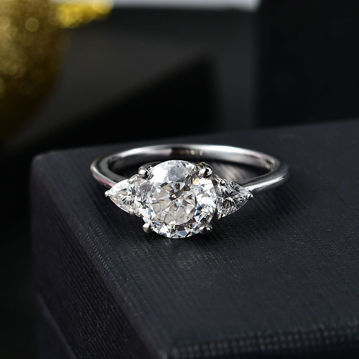 Moissanite 2.15 ctw Ring in Rhodium Over Sterling Silver (Size 7.0) image number 1