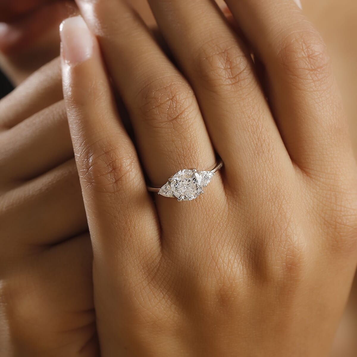 Moissanite 2.15 ctw Ring in Rhodium Over Sterling Silver (Size 7.0) image number 2