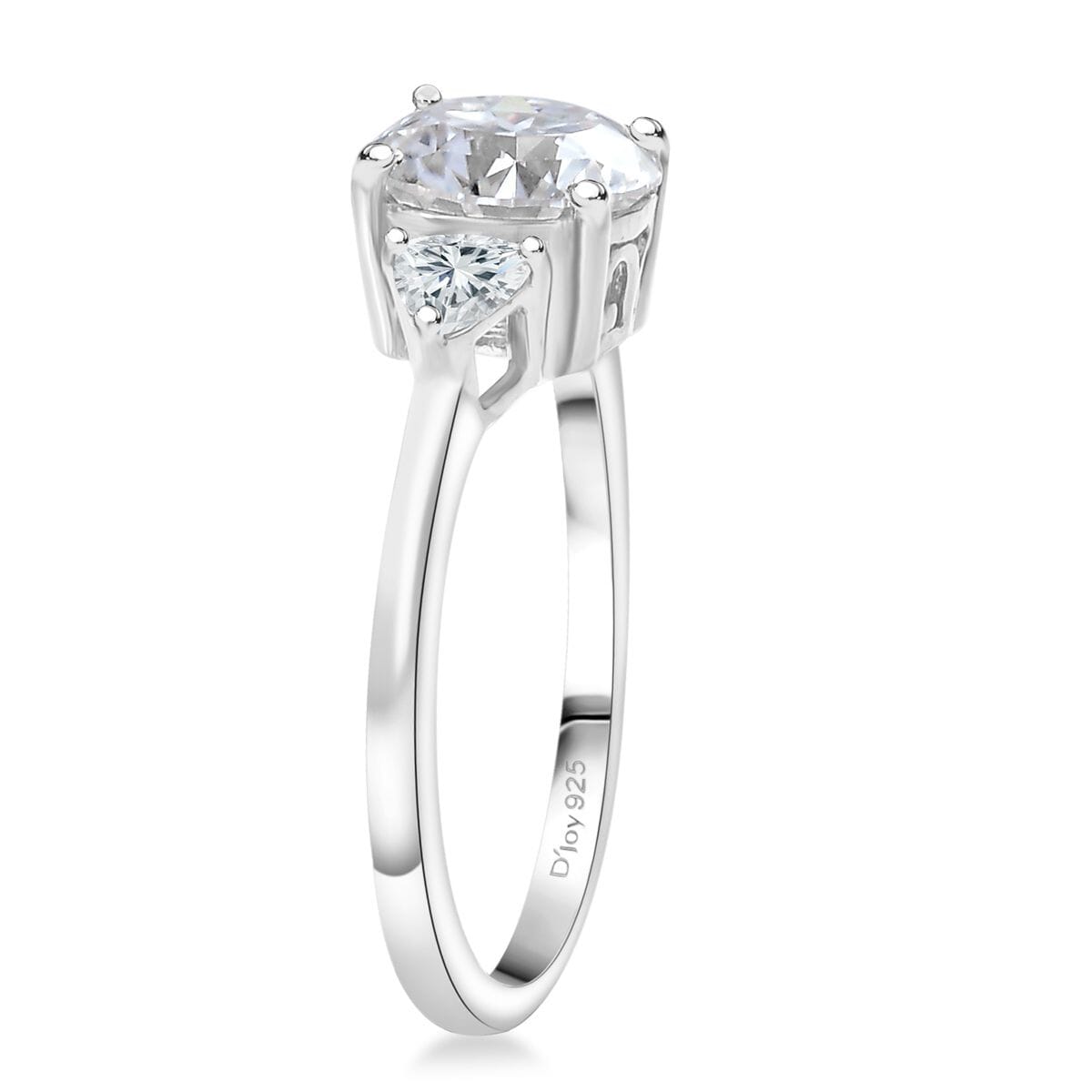 Moissanite 2.15 ctw Ring in Rhodium Over Sterling Silver (Size 7.0) image number 3