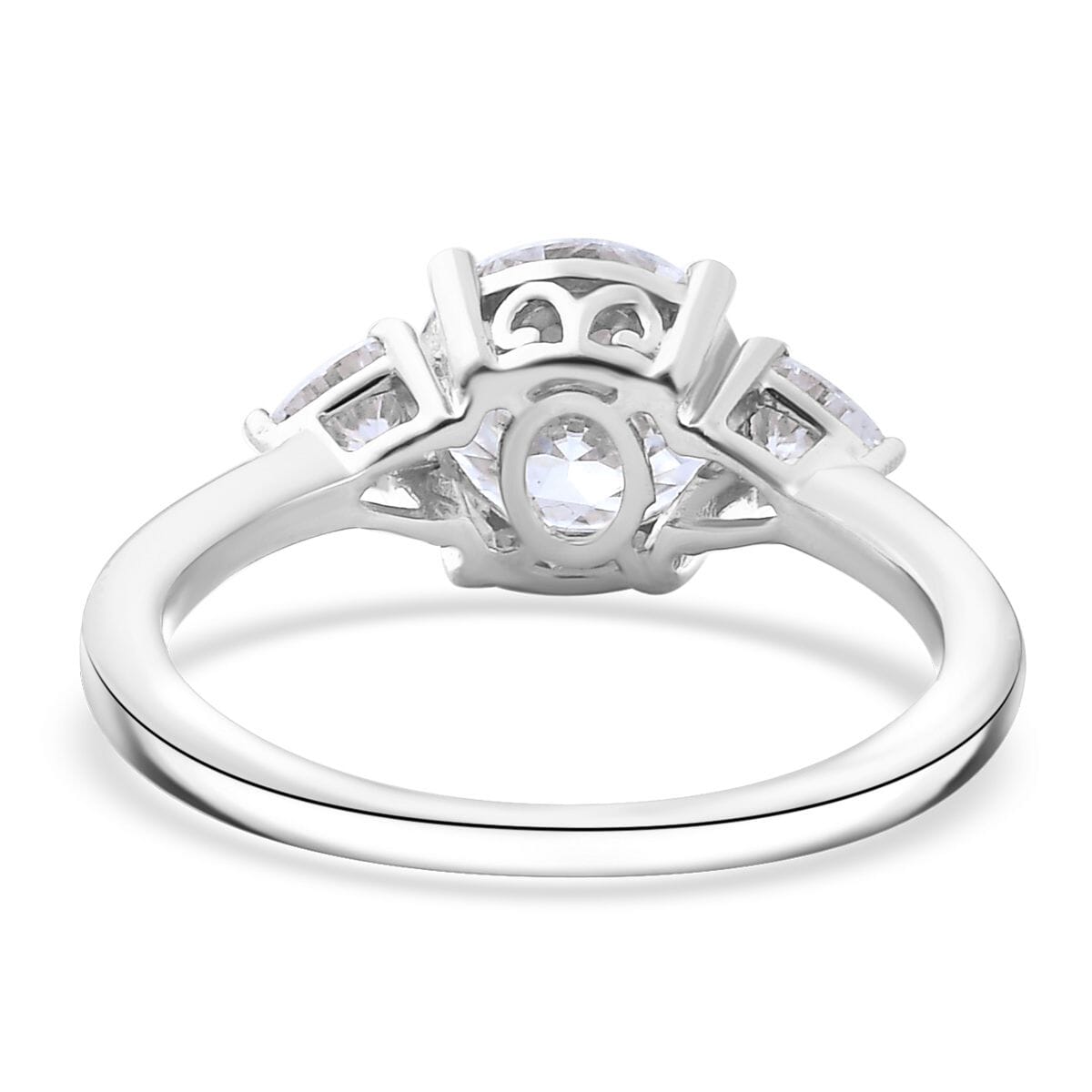 Moissanite 2.15 ctw Ring in Rhodium Over Sterling Silver (Size 7.0) image number 4