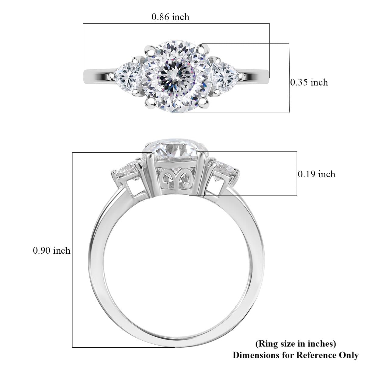 Moissanite 2.15 ctw Ring in Rhodium Over Sterling Silver (Size 7.0) image number 5
