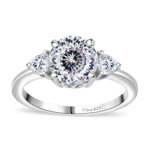 Moissanite 2.15 ctw Ring in Rhodium Over Sterling Silver (Size 8.0)
