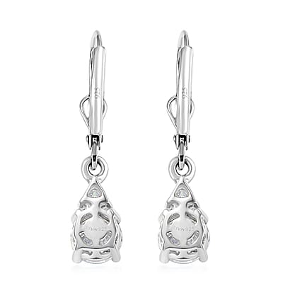 Moissanite 1.70 ctw Lever Back Earrings in Rhodium Over Sterling Silver