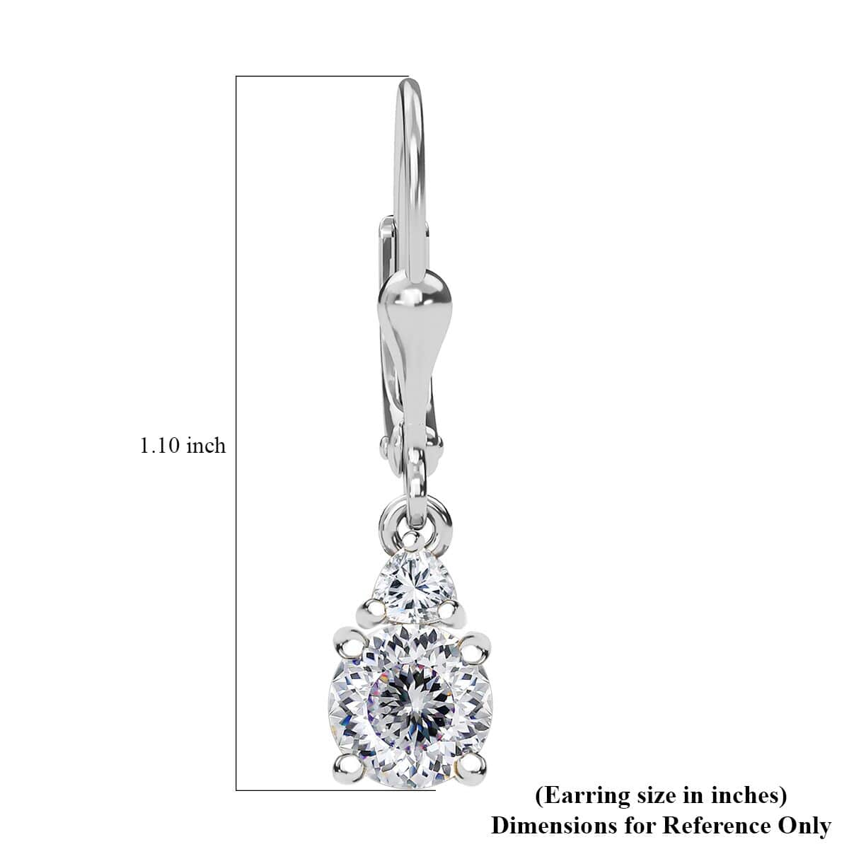 Doorbuster Moissanite 1.70 ctw Lever Back Earrings in Rhodium Over Sterling Silver image number 4