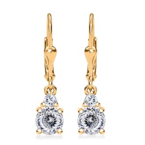 Moissanite Lever Back 1.70 ctw Earrings in 18K Vermeil Yellow Gold Over Sterling Silver