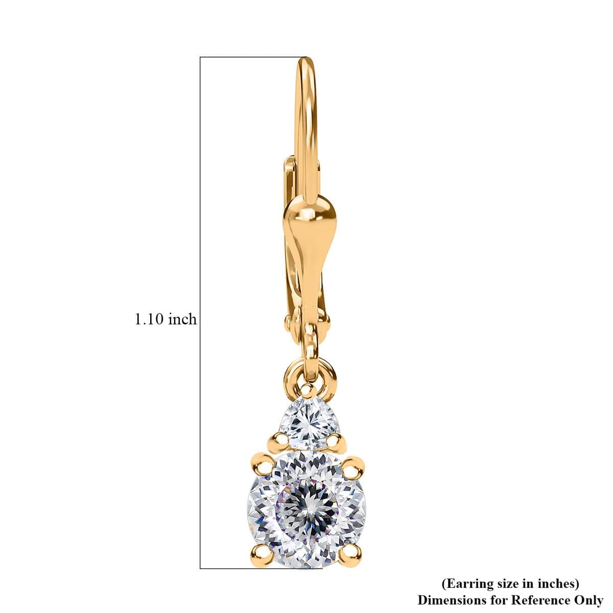 Moissanite Lever Back 1.70 ctw Earrings in 18K Vermeil Yellow Gold Over Sterling Silver image number 4