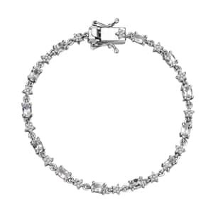 Premium Malagasy Moonstone and Moissanite 3.50 ctw Celestial Bracelet in Rhodium Over Sterling Silver (6.50 In)