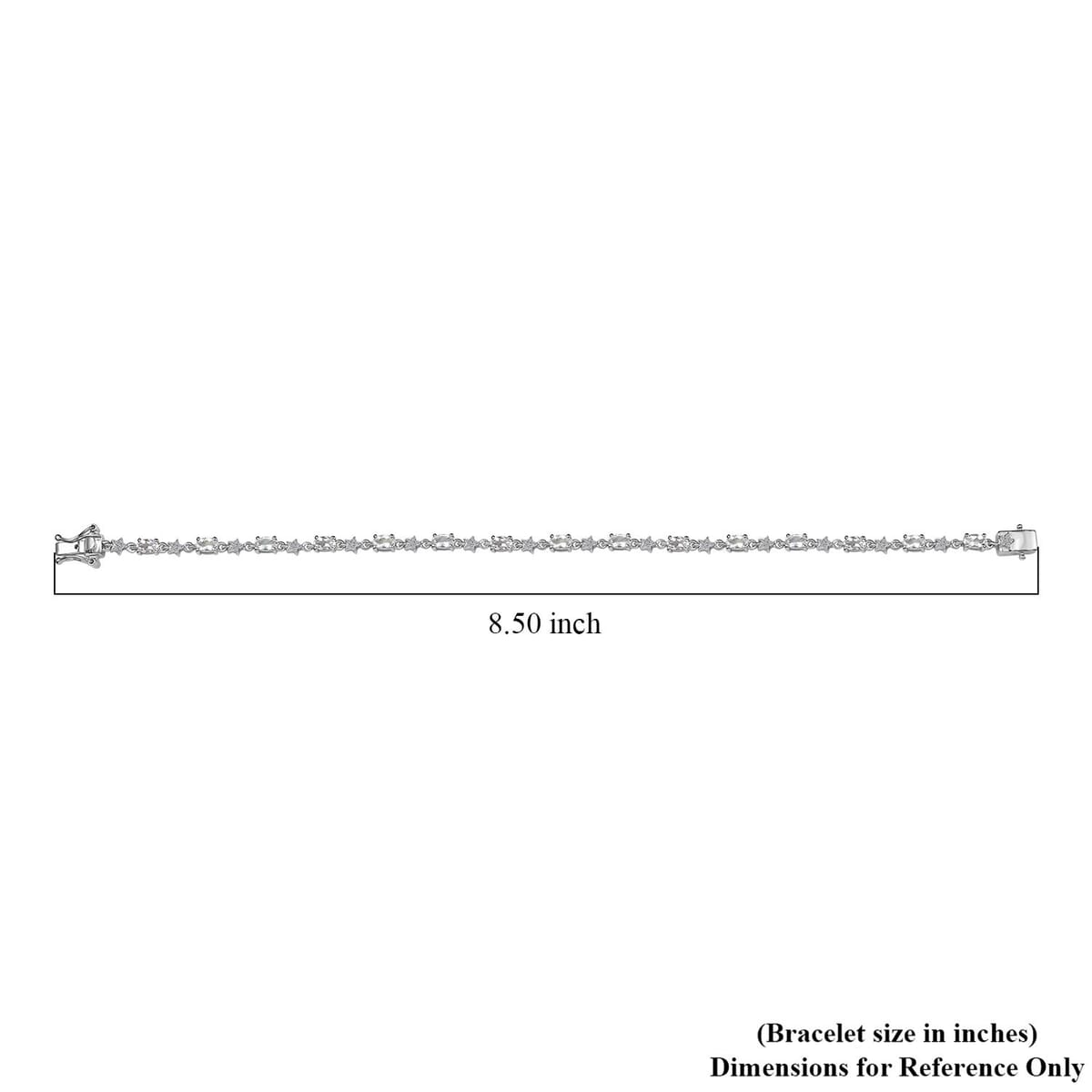 Premium Malagasy Moonstone and Moissanite 4.10 ctw Celestial Bracelet in Rhodium Over Sterling Silver (8.00 In) image number 4
