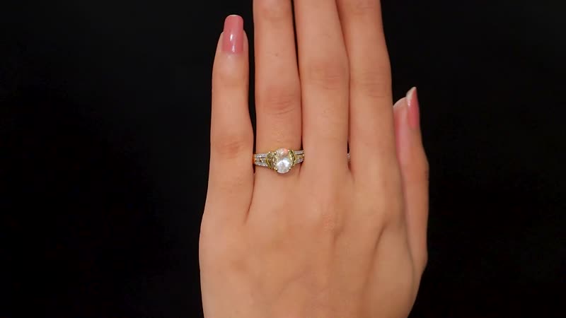 Premium Malagasy Moonstone, Natural Champagne and White Diamond 2.00 ctw Ring in 18K Vermeil Yellow Gold Over Sterling Silver (Size 10.0)
