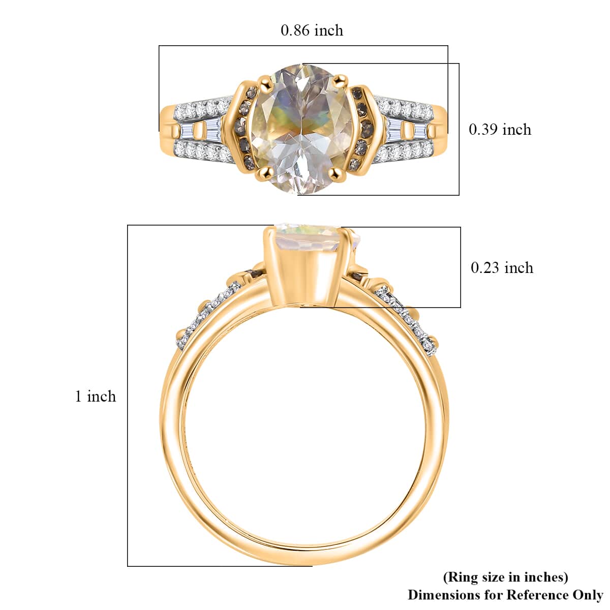 Premium Malagasy Moonstone, Natural Champagne and White Diamond 2.20 ctw Ring in 18K Vermeil Yellow Gold Over Sterling Silver (Size 10.0) (Del. in 8-10 Days) image number 5