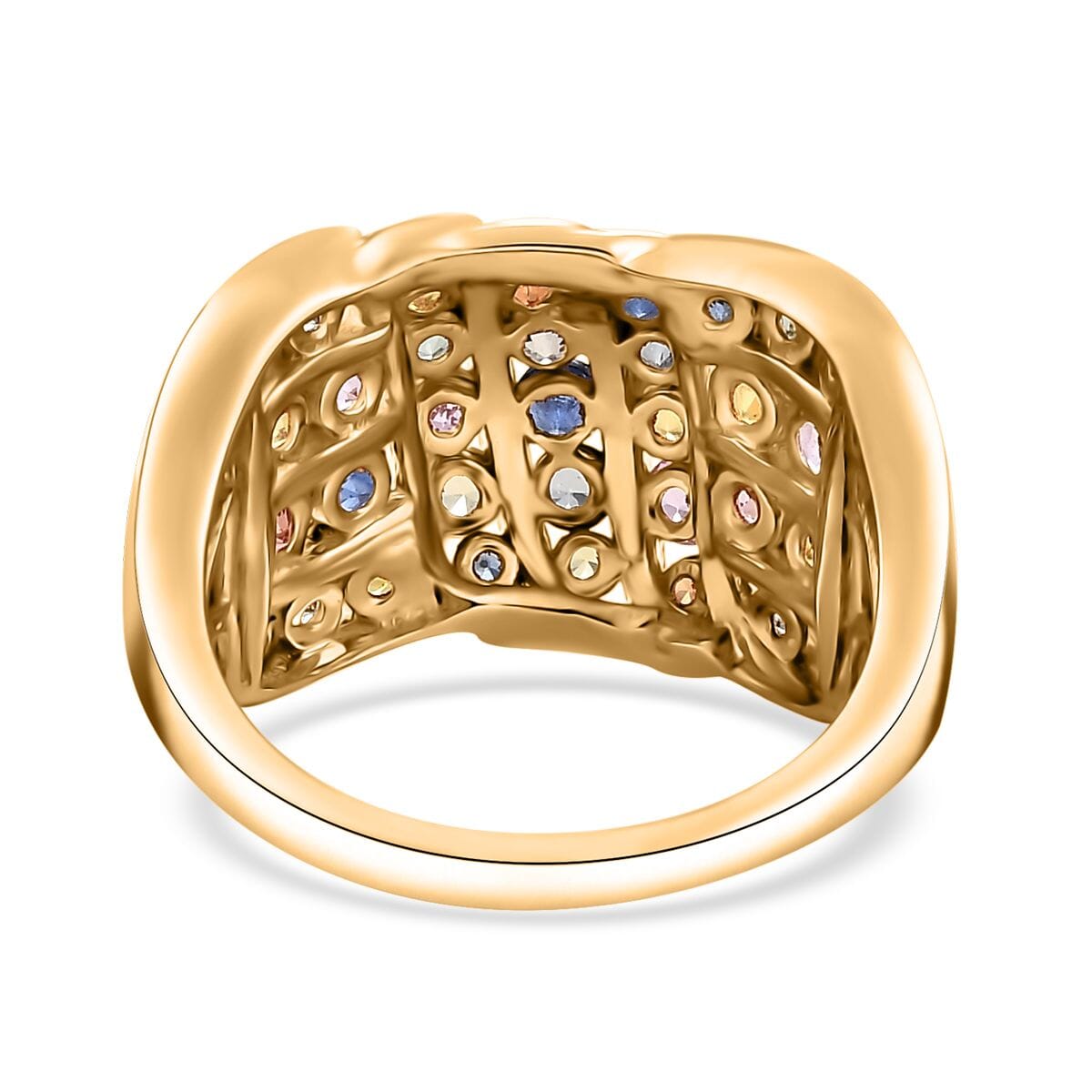 D'Joy Multi Sapphire Wave Ring in 18K Vermeil YG Over Sterling Silver (Size 10.0) 2.90 ctw image number 4