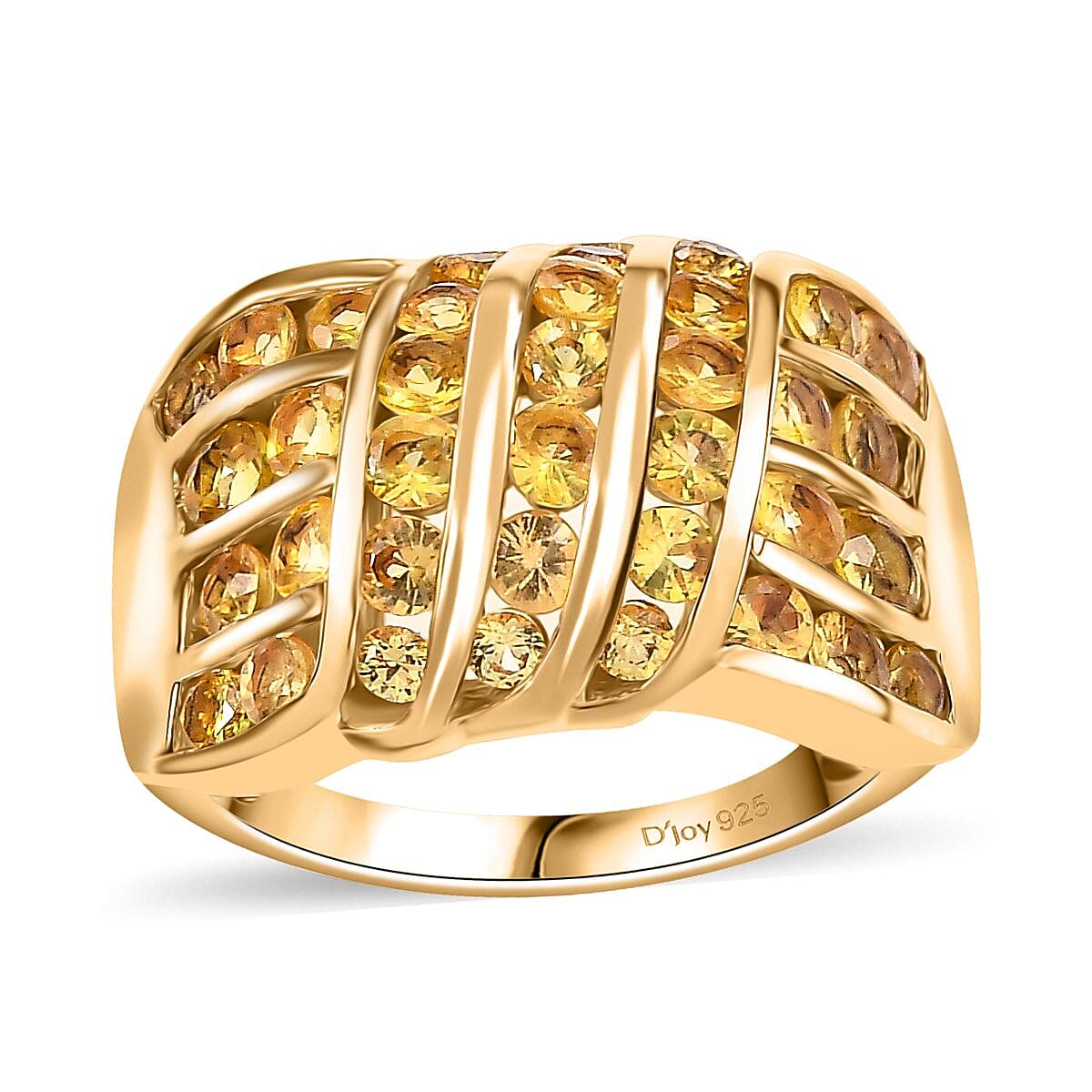 D'Joy Madagascar Yellow Sapphire 2.90 ctw Ocean Waves Ring in 18K Vermeil Yellow Gold Over Sterling Silver (Size 5.0) image number 0