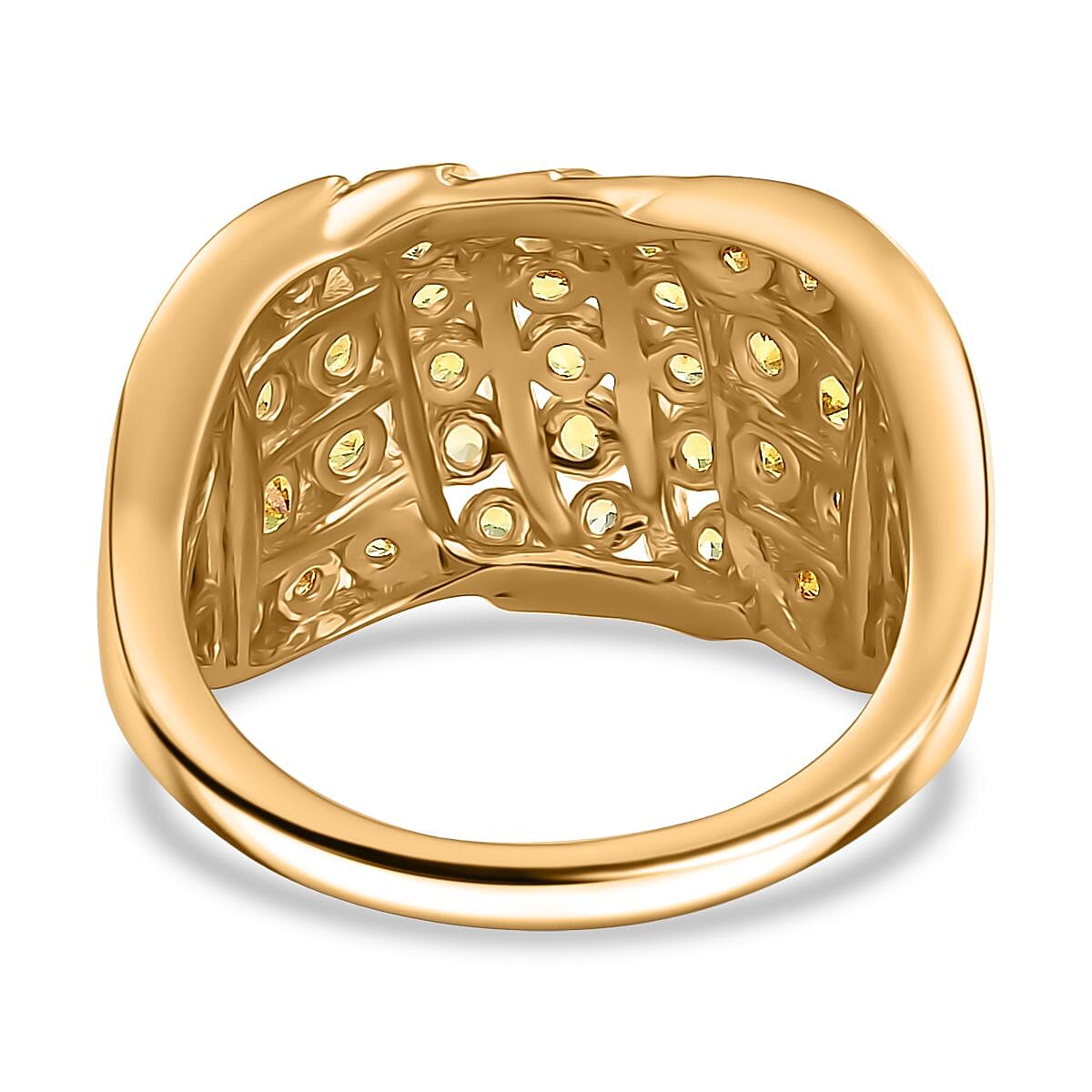 D'Joy Madagascar Yellow Sapphire 2.90 ctw Ocean Waves Ring in 18K Vermeil Yellow Gold Over Sterling Silver (Size 5.0) image number 4