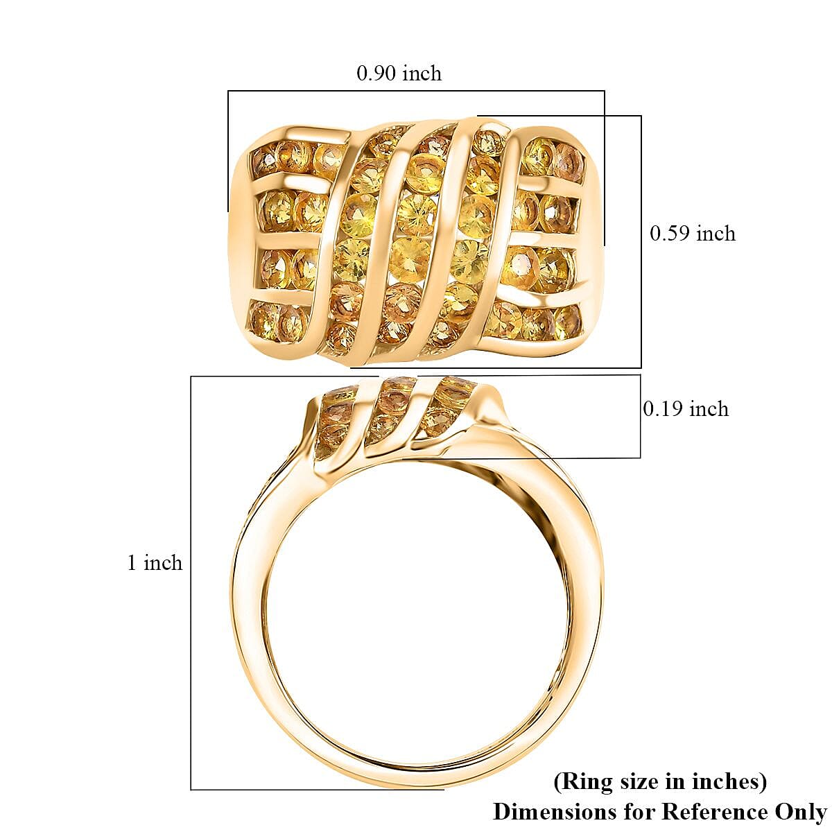 D'Joy Madagascar Yellow Sapphire 2.90 ctw Ocean Waves Ring in 18K Vermeil Yellow Gold Over Sterling Silver (Size 6.0) image number 5