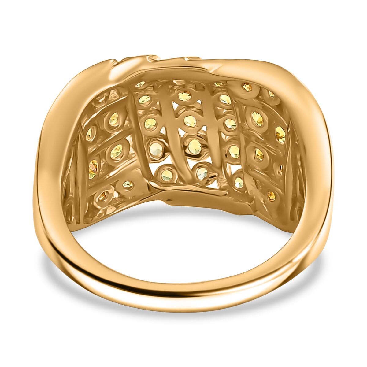 D'Joy Madagascar Yellow Sapphire 2.90 ctw Wave Ring in 18K Vermeil Yellow Gold Over Sterling Silver (Size 7.0) image number 4