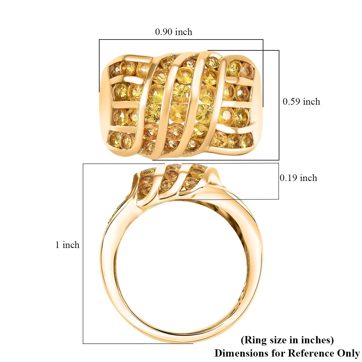 D'Joy Madagascar Yellow Sapphire 2.90 ctw Wave Ring in 18K Vermeil Yellow Gold Over Sterling Silver (Size 7.0) image number 5