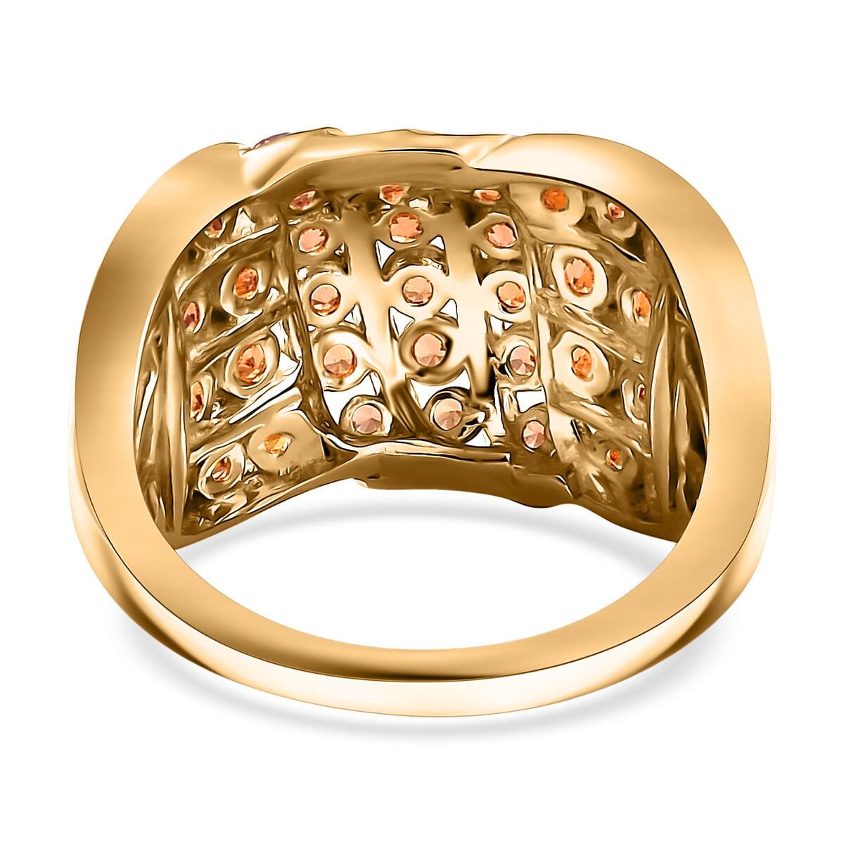 D'Joy Madagascar Orange Sapphire 2.90 ctw Wave Ring in 18K Vermeil Yellow Gold Over Sterling Silver (Size 6.0) image number 4