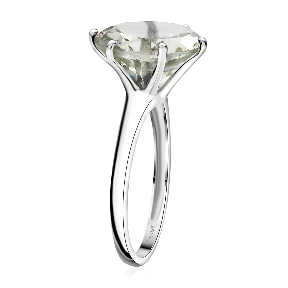 Concave Cut Montezuma Prasiolite Ring in Rhodium Over Sterling Silver (Size 10.0) 6.30 ctw image number 3