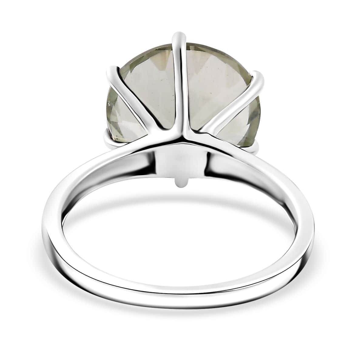 Concave Cut Montezuma Prasiolite Ring in Rhodium Over Sterling Silver (Size 10.0) 6.30 ctw image number 4