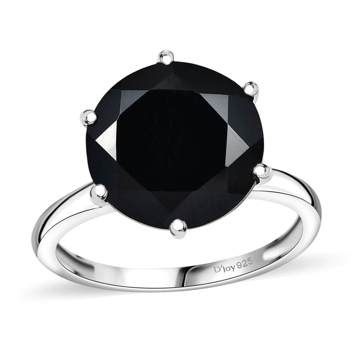 Thai Black Spinel 7.35 ctw Solitaire Ring in Rhodium Over Sterling Silver (Size 10.0) image number 0