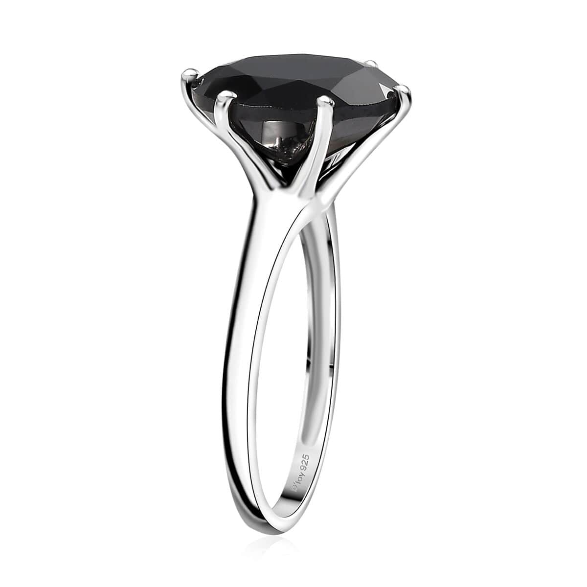 Thai Black Spinel 7.35 ctw Solitaire Ring in Rhodium Over Sterling Silver (Size 10.0) image number 3