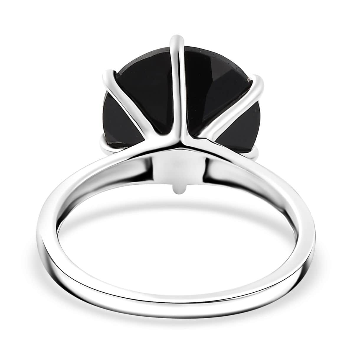 Thai Black Spinel 7.35 ctw Solitaire Ring in Rhodium Over Sterling Silver (Size 10.0) image number 4