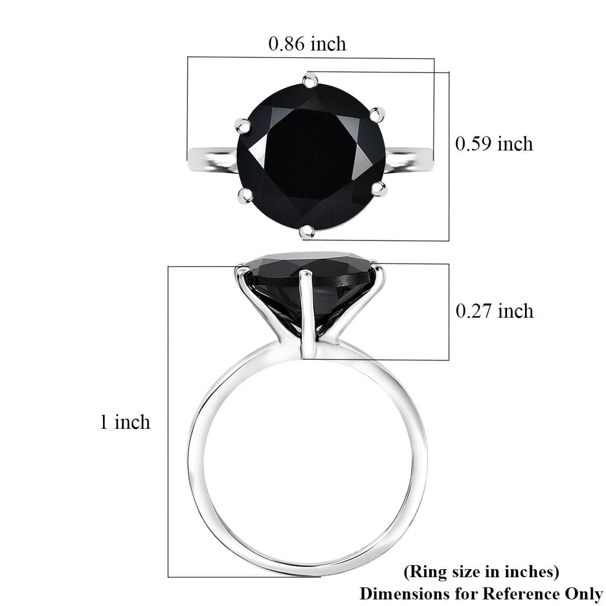 Thai Black Spinel 7.35 ctw Solitaire Ring in Rhodium Over Sterling Silver (Size 10.0) image number 5