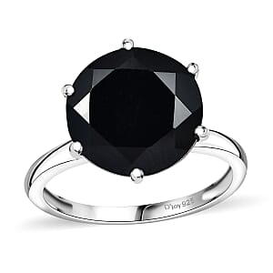D'Joy Thai Black Spinel 7.35 ctw Solitaire Ring in Rhodium Over Sterling Silver (Size 7.0)