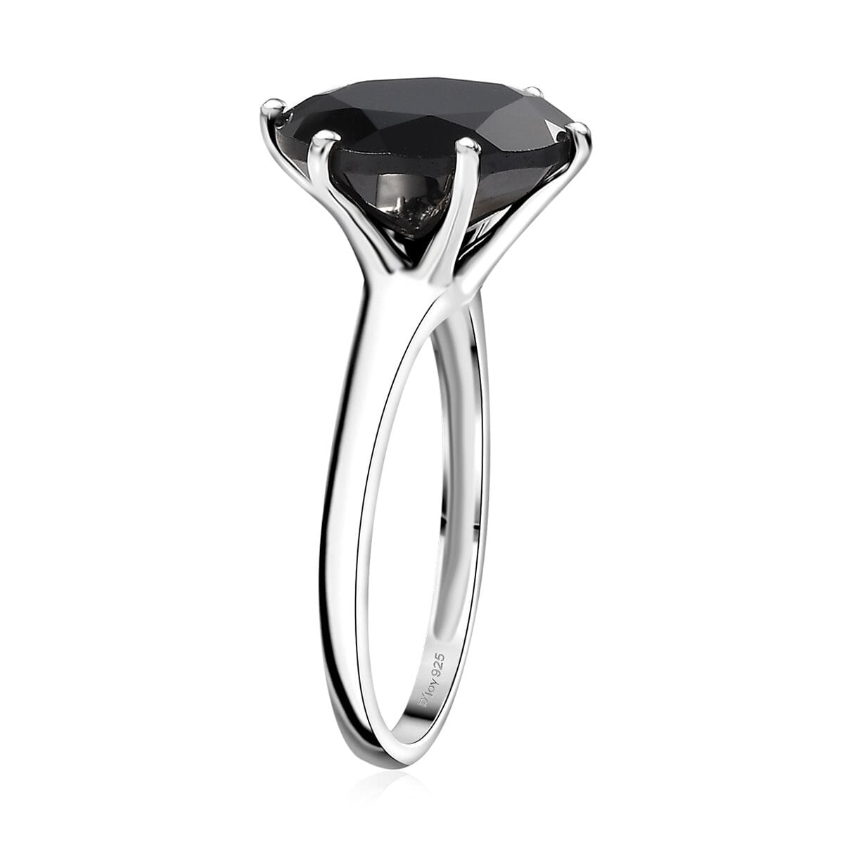 Thai Black Spinel 7.35 ctw Solitaire Ring in Rhodium Over Sterling Silver (Size 8.0) image number 3