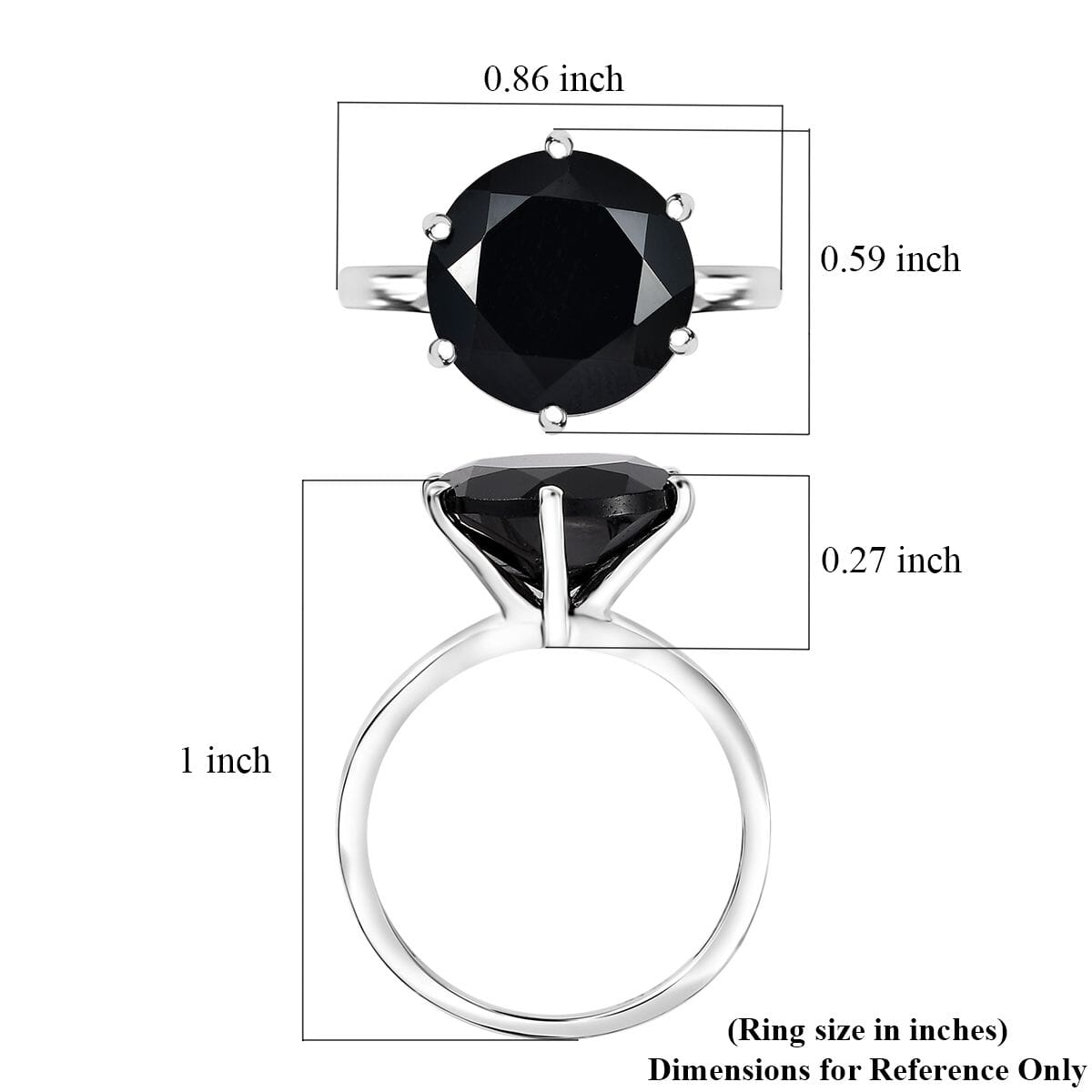 Thai Black Spinel 7.35 ctw Solitaire Ring in Rhodium Over Sterling Silver (Size 8.0) image number 5