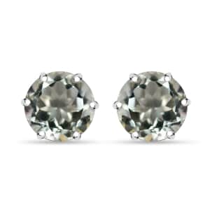 Montezuma Prasiolite 7.00 ctw Stud Earrings in Rhodium Over Sterling Silver