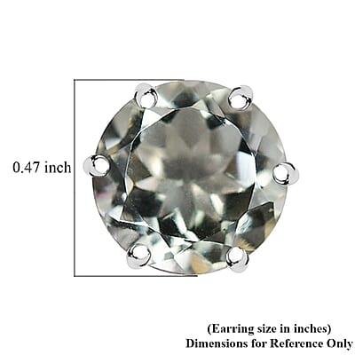 D'Joy Montezuma Prasiolite 7.00 ctw Stud Earrings in Rhodium Over Sterling Silver