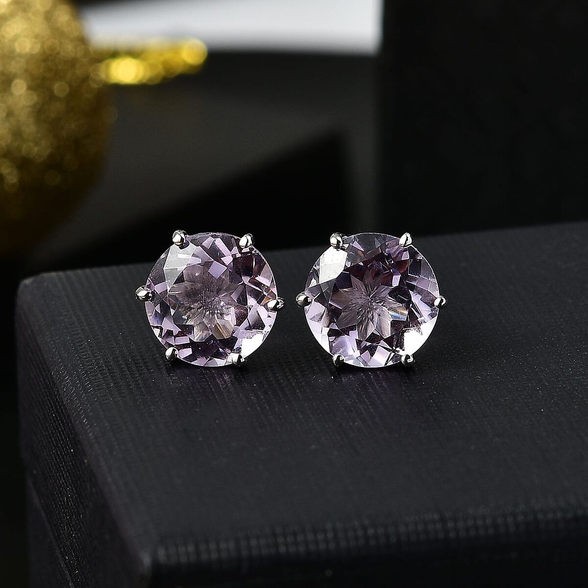 Rose De France Amethyst 6.35 ctw Earrings in Rhodium Over Sterling Silver image number 1
