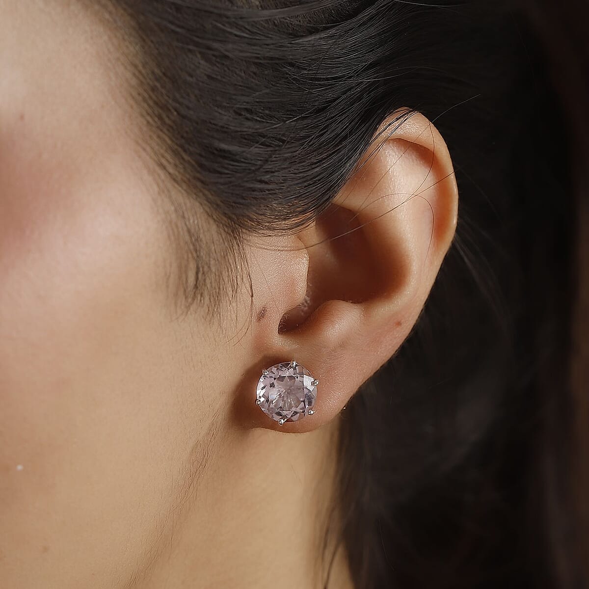 Rose De France Amethyst 6.35 ctw Earrings in Rhodium Over Sterling Silver image number 2