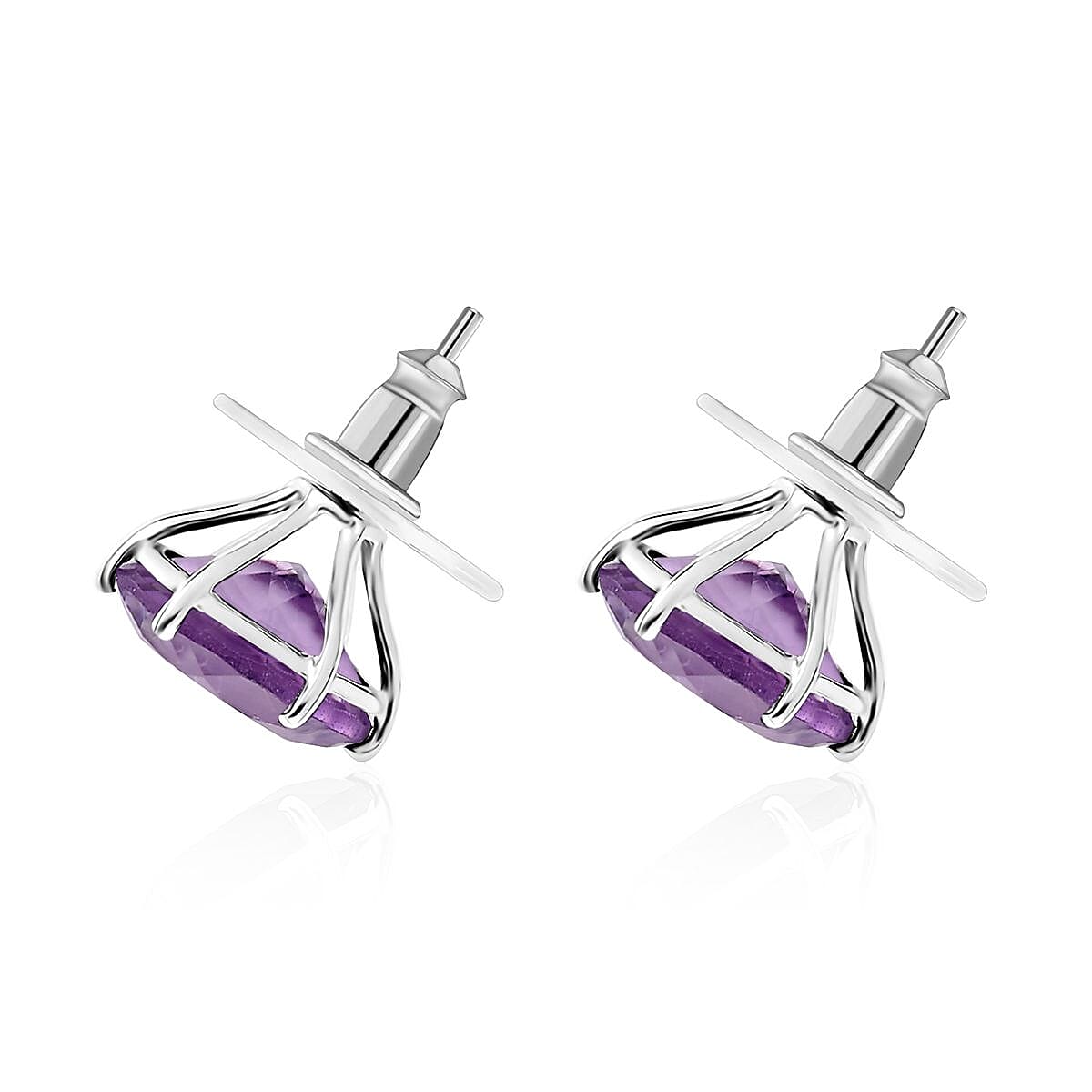Rose De France Amethyst 6.35 ctw Earrings in Rhodium Over Sterling Silver image number 3