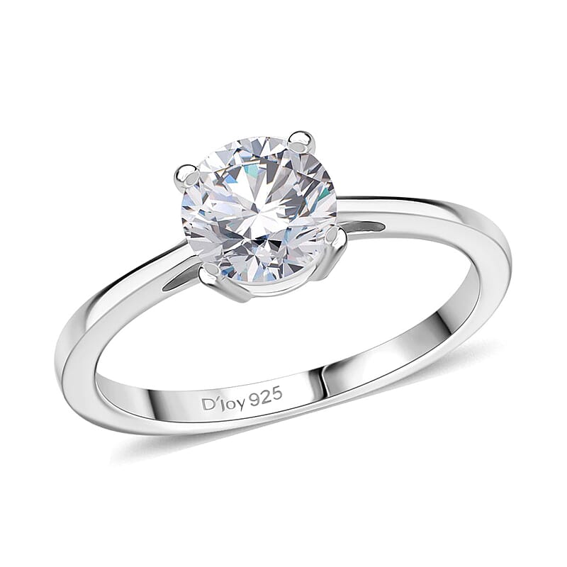D'Joy Moissanite 0.90 ctw Solitaire Ring in Rhodium Over Sterling Silver (Size 10.0)
