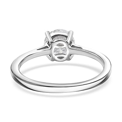 D'Joy Moissanite 0.90 ctw Solitaire Ring in Rhodium Over Sterling Silver (Size 10.0)