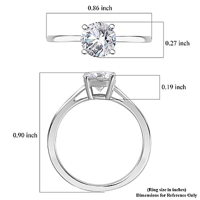 D'Joy Moissanite 0.90 ctw Solitaire Ring in Rhodium Over Sterling Silver (Size 10.0)