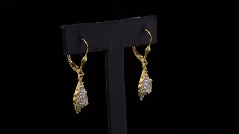 D'Joy Premium Malagasy Moonstone and White Zircon 1.35 ctw Lever Back Earrings in 18K Vermeil Yellow Gold Over Sterling Silver