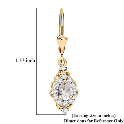 D'Joy Premium Malagasy Moonstone and White Zircon 1.35 ctw Lever Back Earrings in 18K Vermeil Yellow Gold Over Sterling Silver